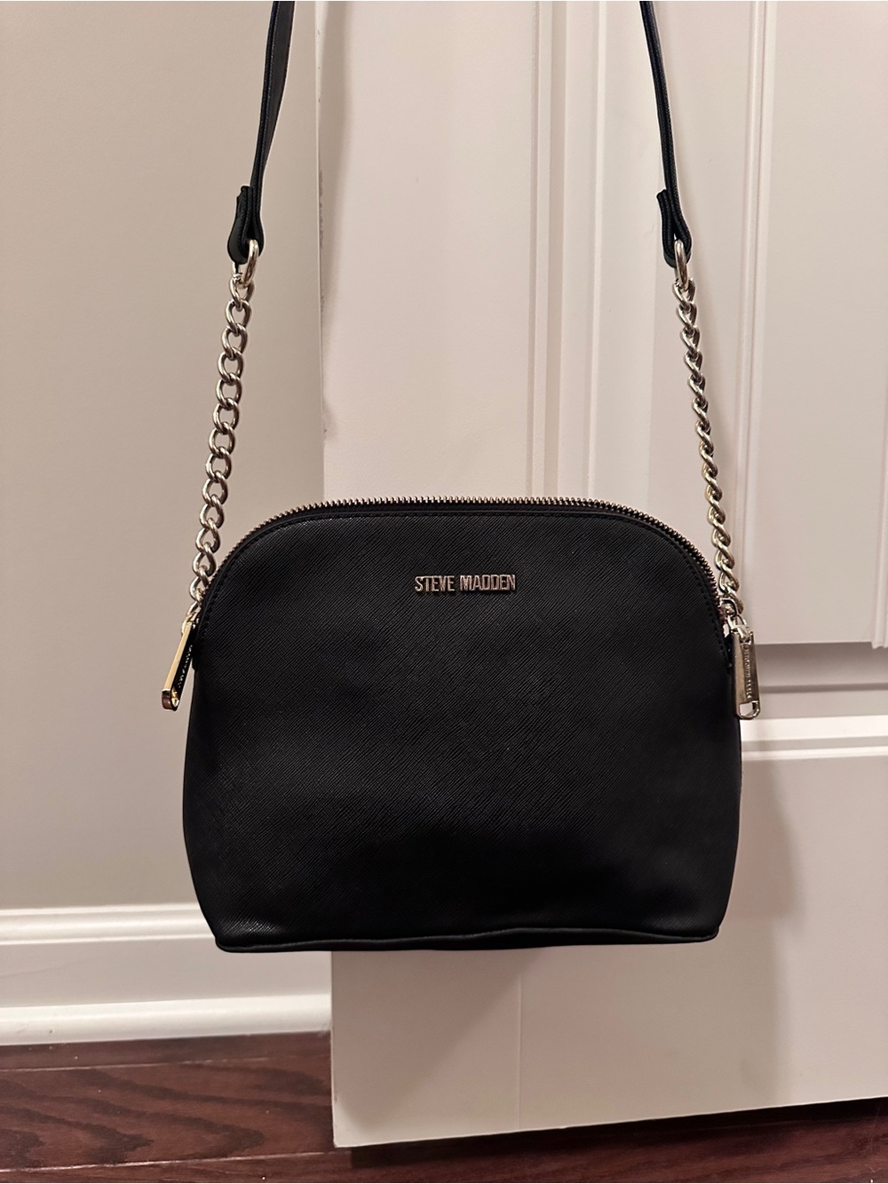Steve Madden Black Crossbody with Gold Chain Strap